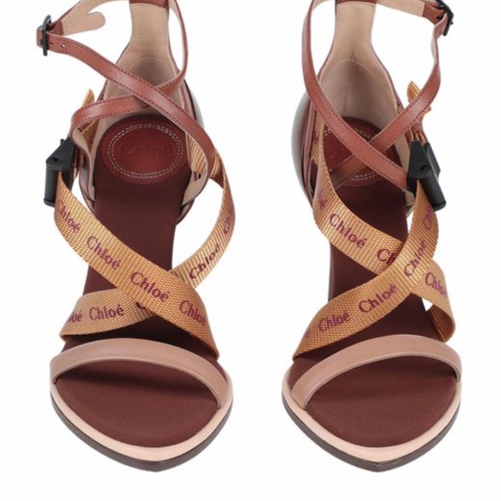 Chloe Womens Brown Leather Sandals New - Picture 2 of 4